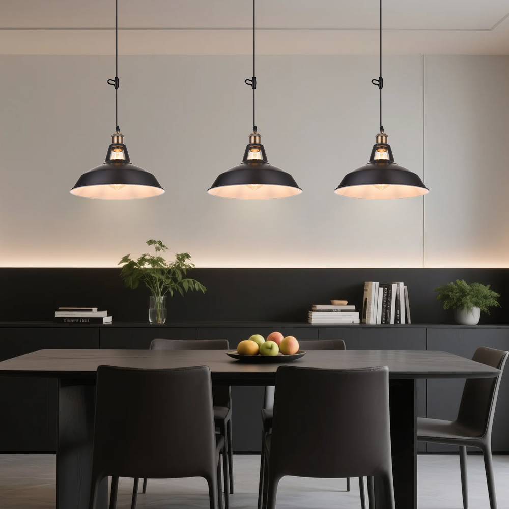 Industrial-style Vintage Iron Bar Pendant Light Restaurants Fixture with a Nostalgic Shade