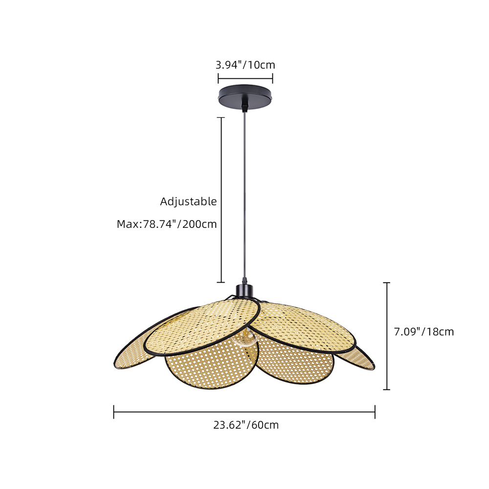 Japanese Petal Rattan Pendant Light For Dining Room Living Room