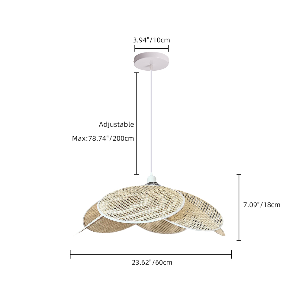 Japanese Petal Rattan Pendant Light For Dining Room Living Room