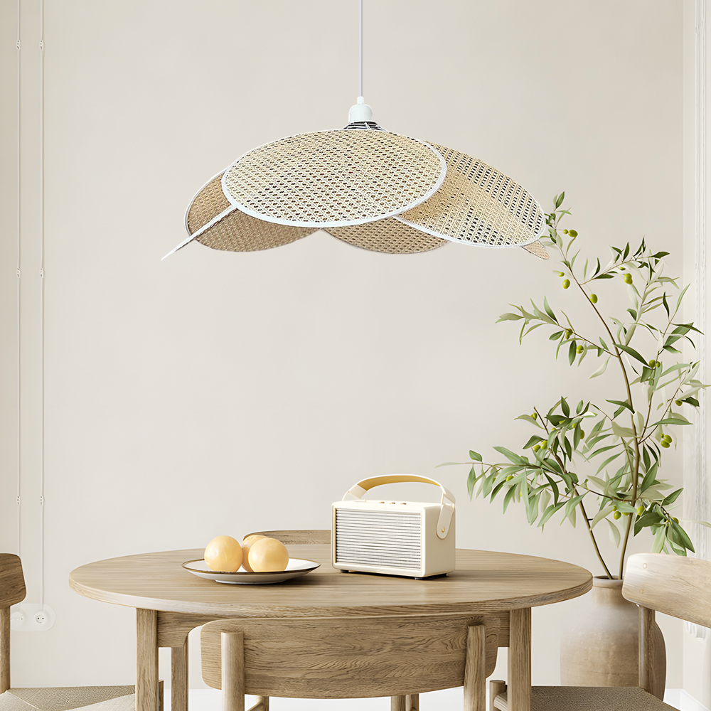 Japanese Petal Rattan Pendant Light For Dining Room Living Room