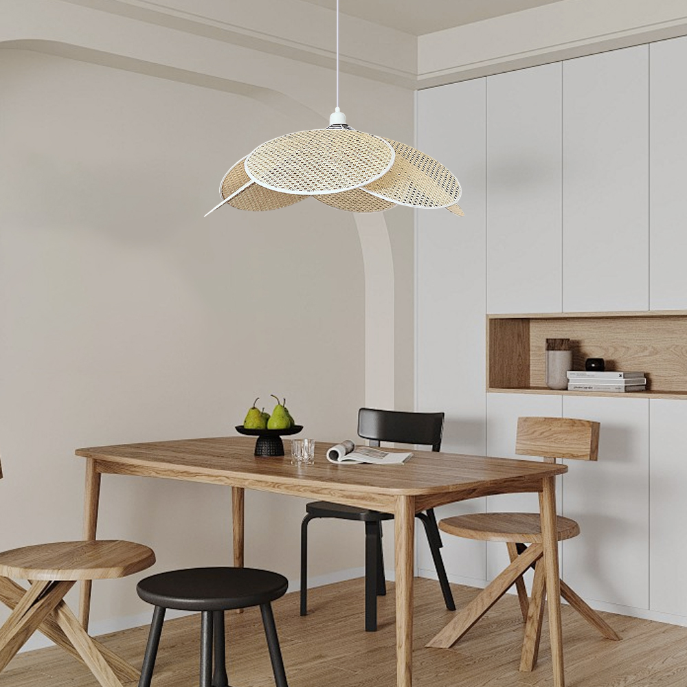 Japanese Petal Rattan Pendant Light For Dining Room Living Room