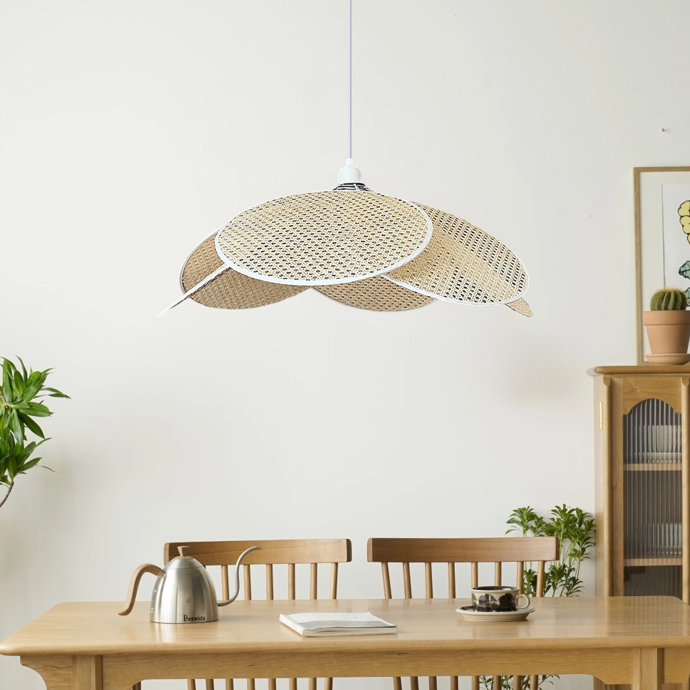 Japanese Petal Rattan Pendant Light For Dining Room Living Room