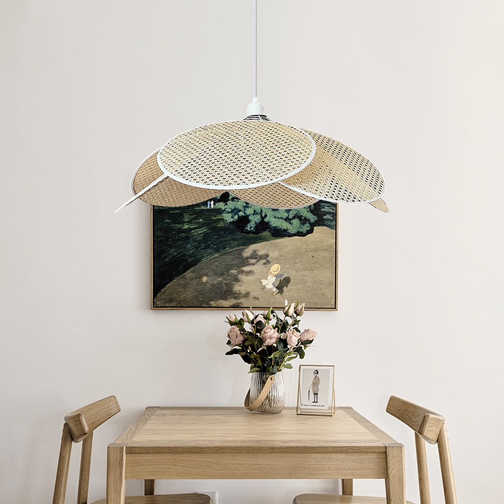 Japanese Petal Rattan Pendant Light For Dining Room Living Room