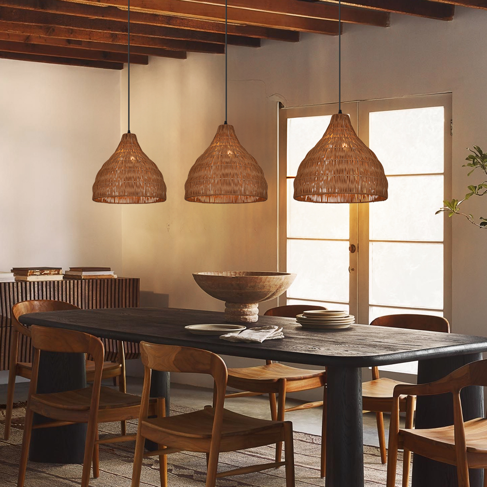 Wabi-Sabi Handwoven Rattan Pendant Light Artisan-made Woven Rattan Shades