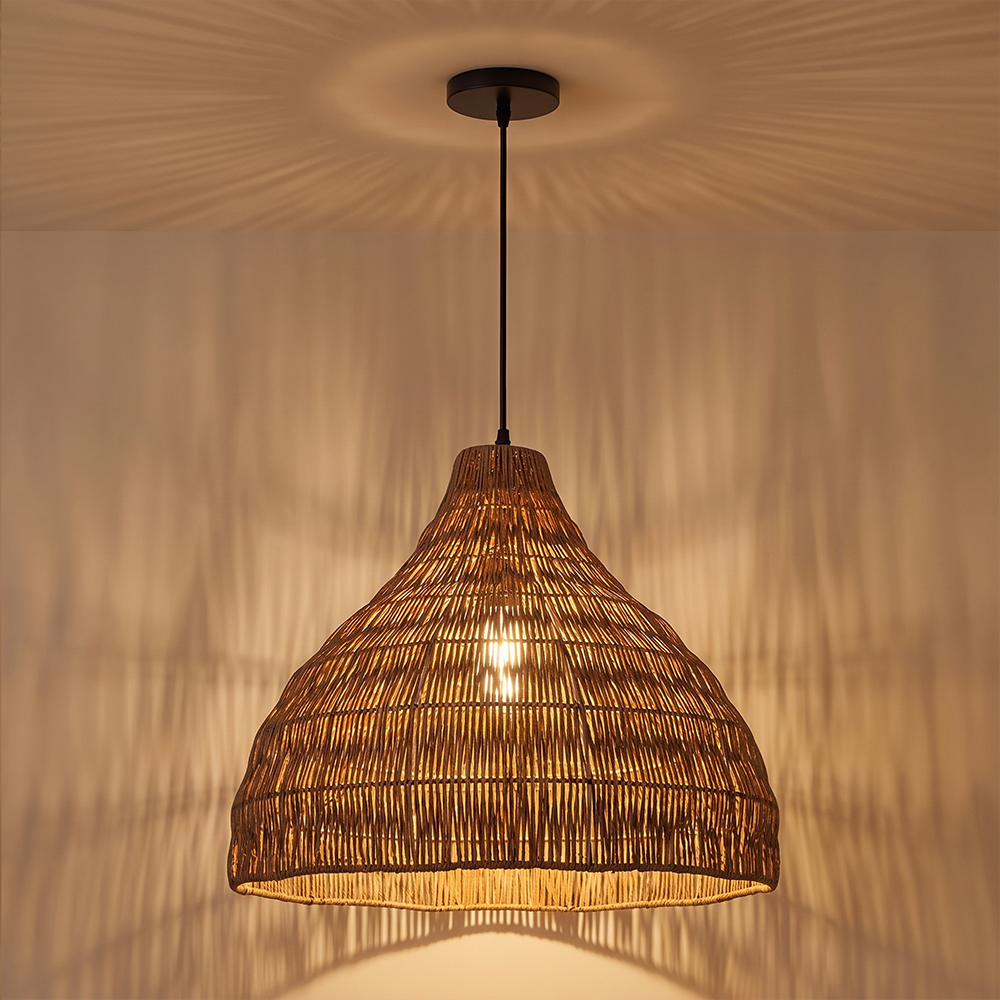 Wabi-Sabi Handwoven Rattan Pendant Light Artisan-made Woven Rattan Shades