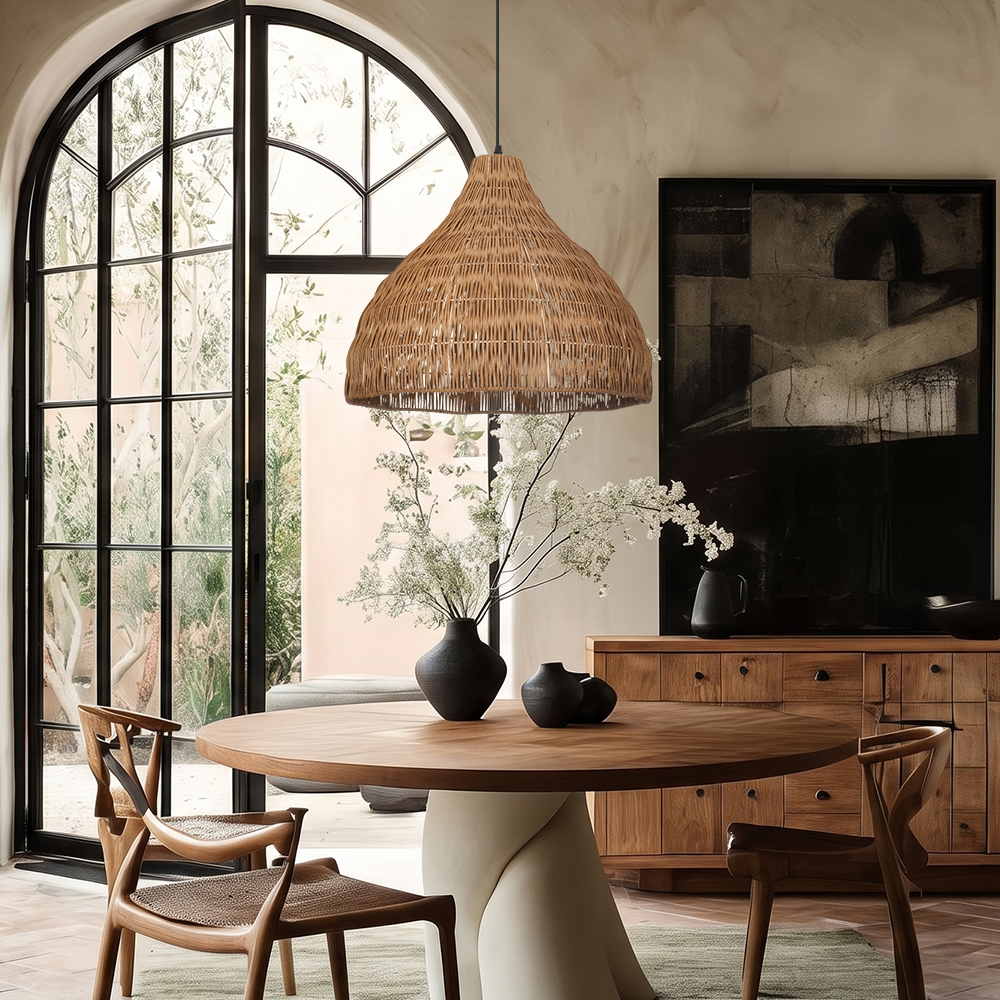 Wabi-Sabi Handwoven Rattan Pendant Light Artisan-made Woven Rattan Shades