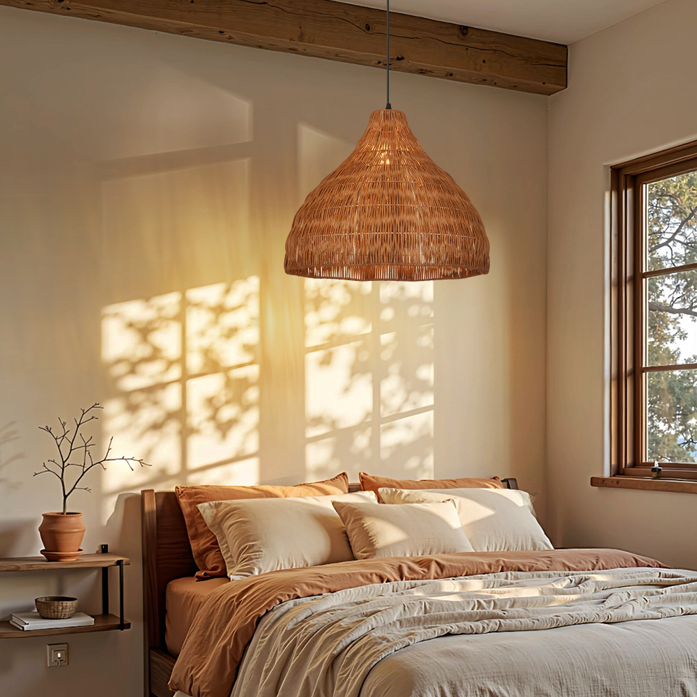 Wabi-Sabi Handwoven Rattan Pendant Light Artisan-made Woven Rattan Shades
