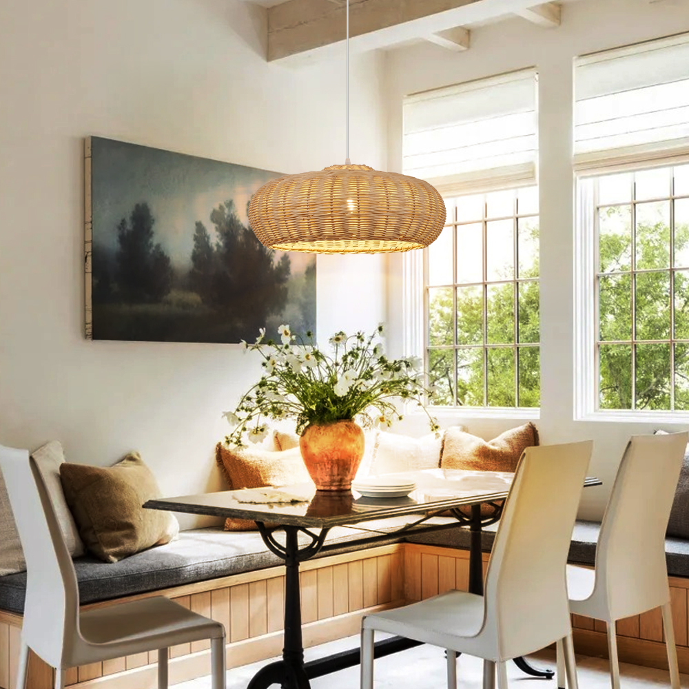 Handcrafted Woven Rattan Pendant Light Dining Room Restaurants Modern Lighting Fixture