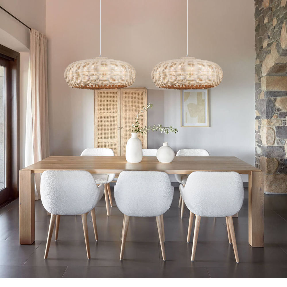 Handcrafted Woven Rattan Pendant Light Dining Room Restaurants Modern Lighting Fixture
