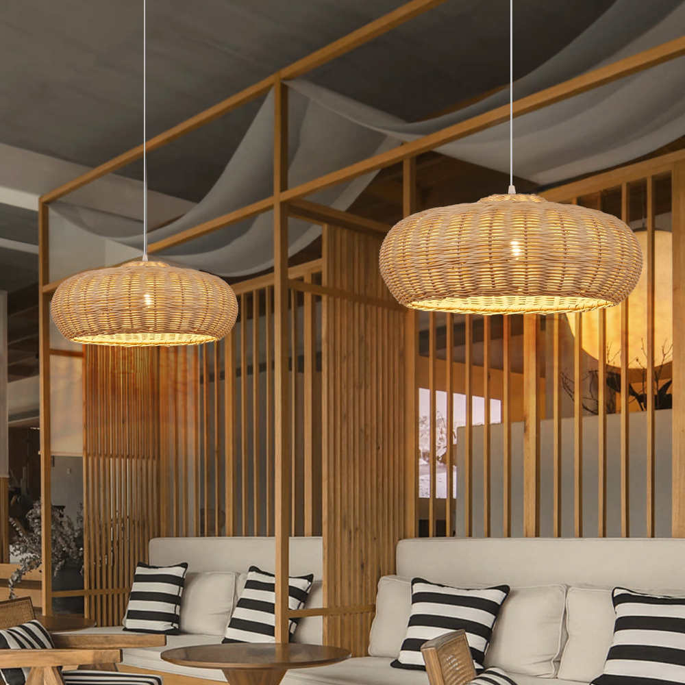 Handcrafted Woven Rattan Pendant Light Dining Room Restaurants Modern Lighting Fixture