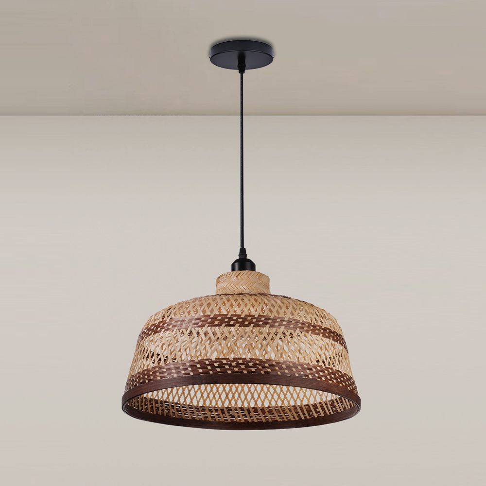 Pastoral Bamboo Pendant Lamp​ Decorative Handwoven Hanging Light for Kitchen Dining Room