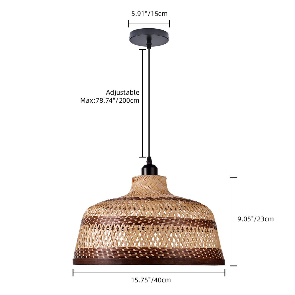 Pastoral Bamboo Pendant Lamp​ Decorative Handwoven Hanging Light for Kitchen Dining Room