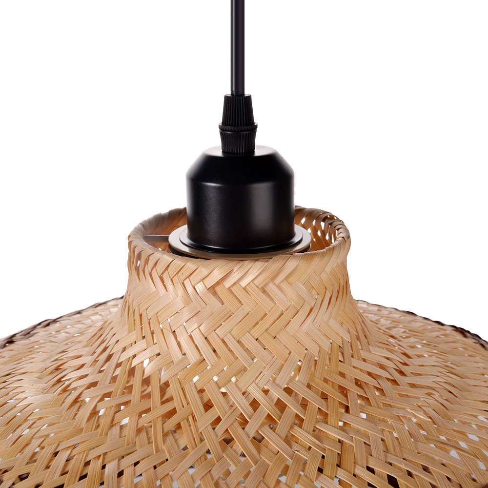 Pastoral Bamboo Pendant Lamp​ Decorative Handwoven Hanging Light for Kitchen Dining Room