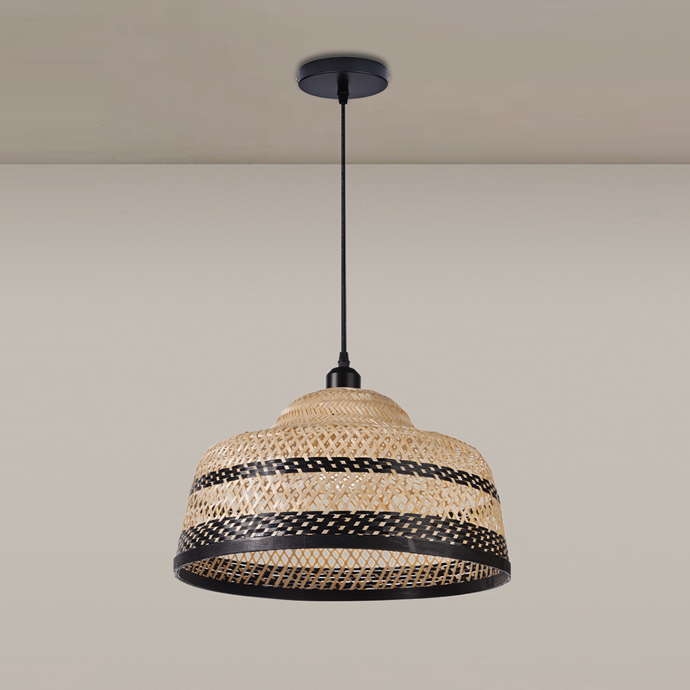 Pastoral Bamboo Pendant Lamp​ Decorative Handwoven Hanging Light for Kitchen Dining Room
