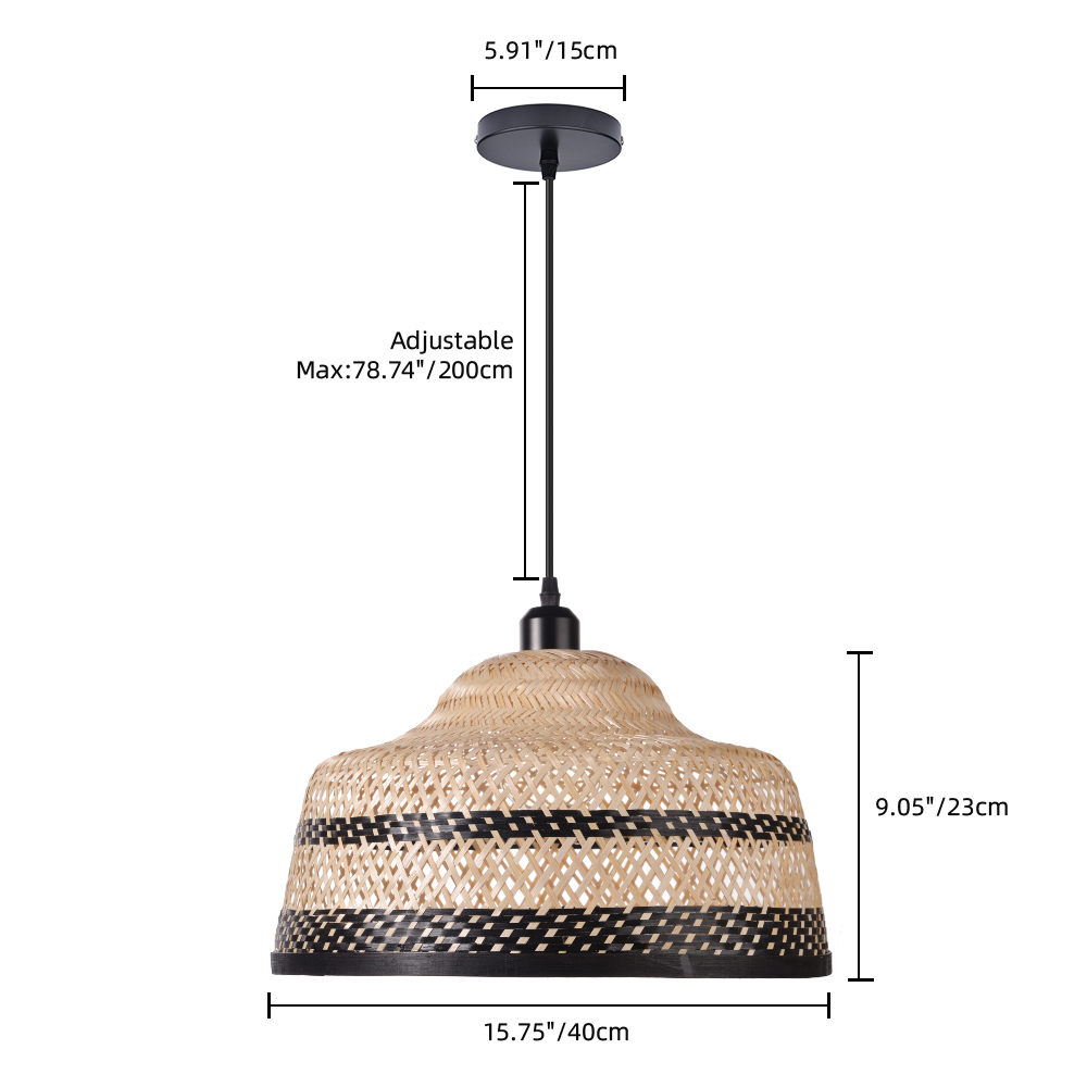 Pastoral Bamboo Pendant Lamp​ Decorative Handwoven Hanging Light for Kitchen Dining Room