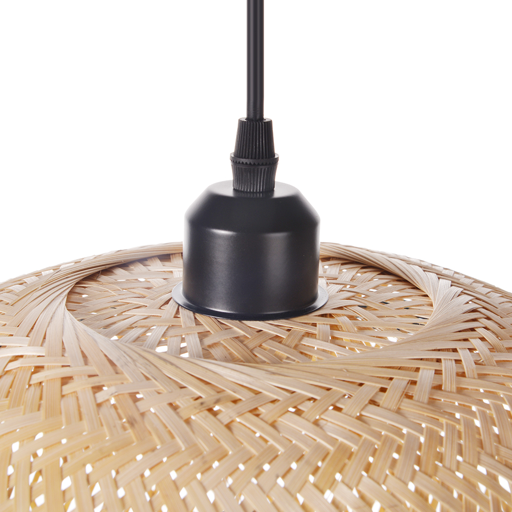 Natural Hand-Woven Bamboo Bell Pendant Light Basketweave Pendant Shade