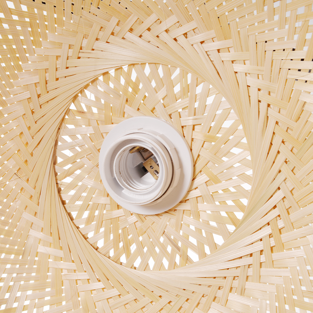 Natural Hand-Woven Bamboo Bell Pendant Light Basketweave Pendant Shade