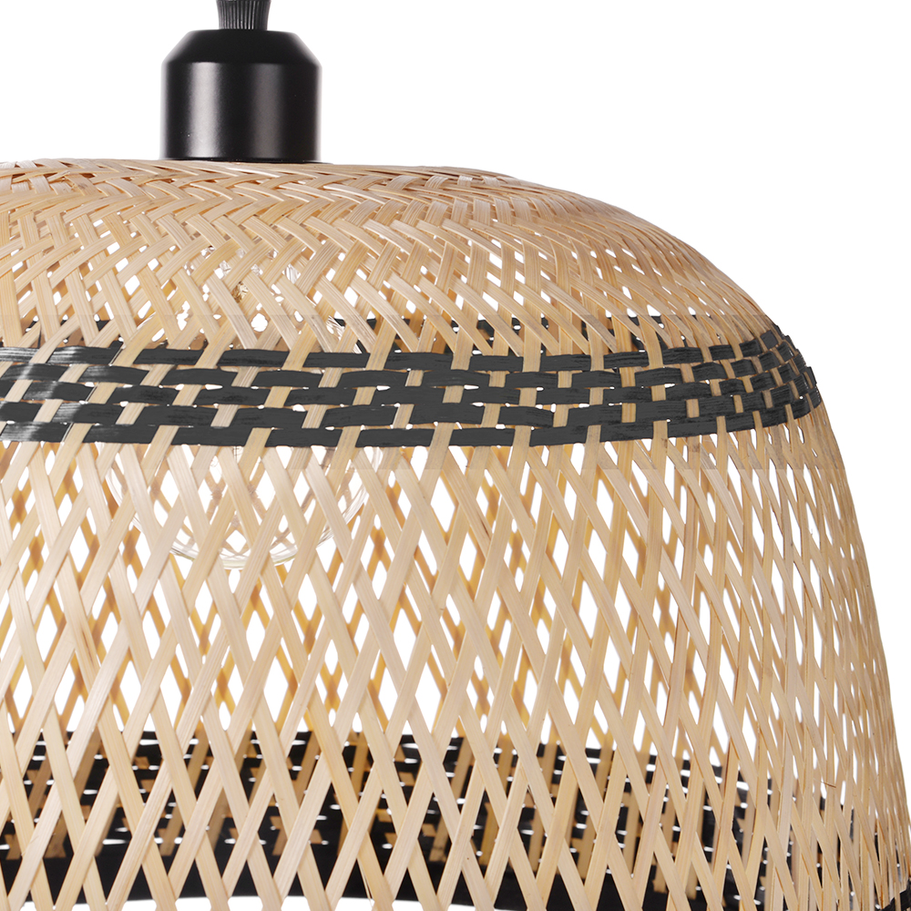 Natural Hand-Woven Bamboo Bell Pendant Light Basketweave Pendant Shade