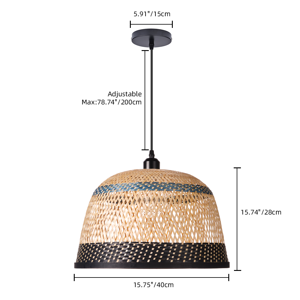 Natural Hand-Woven Bamboo Bell Pendant Light Basketweave Pendant Shade