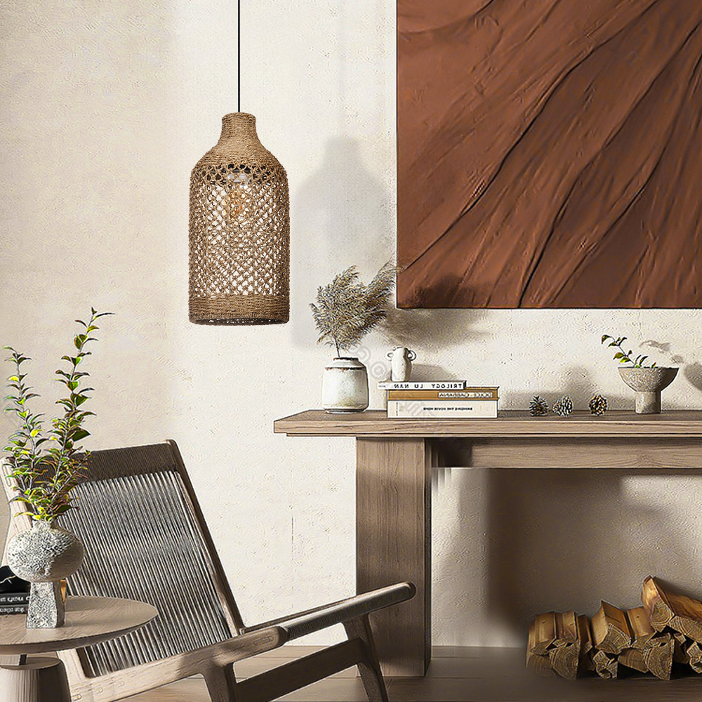 Handmade Rattan Seagrass Chandelier Light for Dining Room