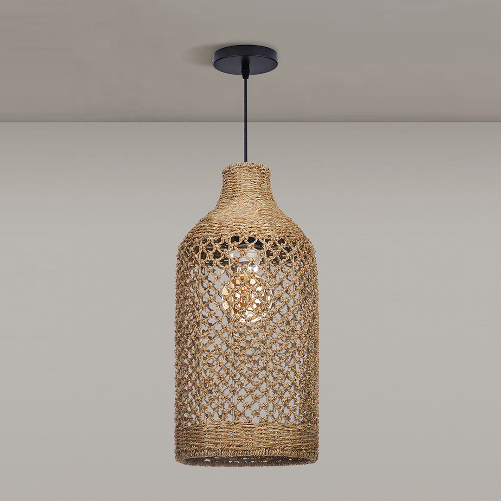 Handmade Rattan Seagrass Chandelier Light for Dining Room