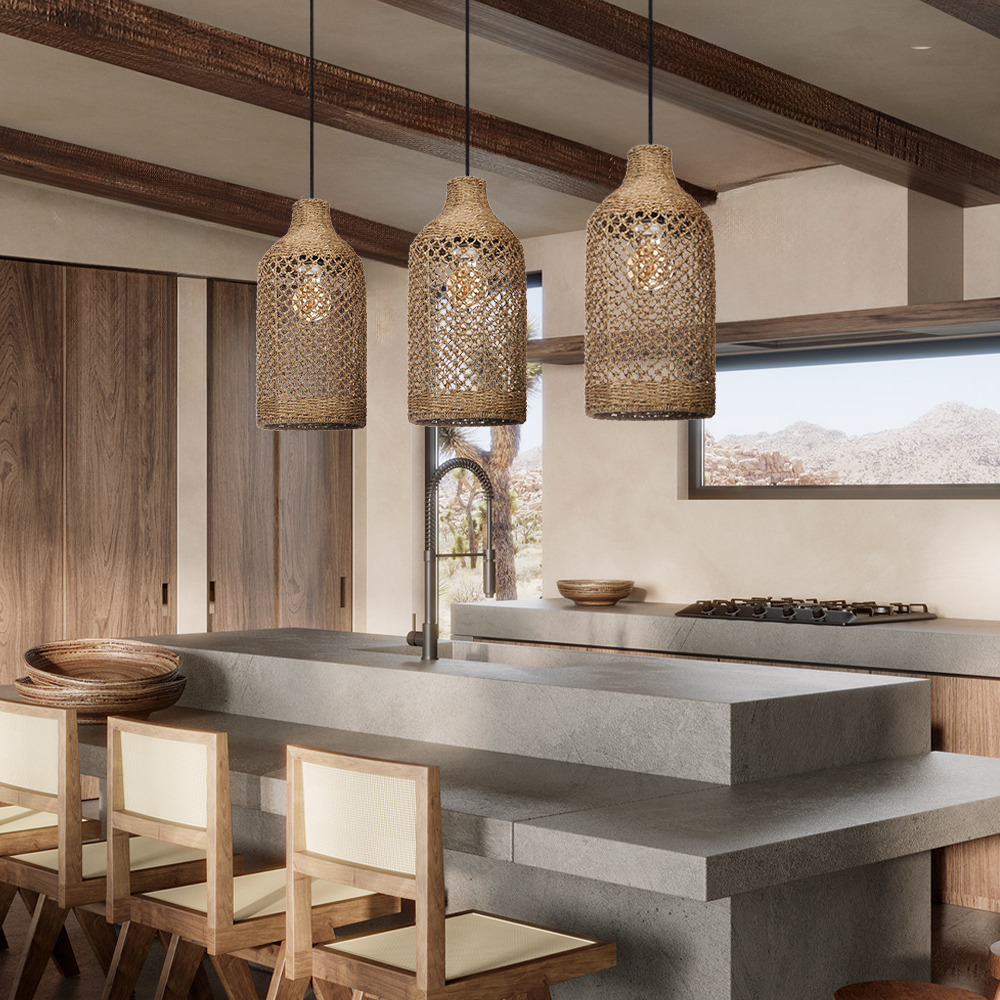 Handmade Rattan Seagrass Chandelier Light for Dining Room