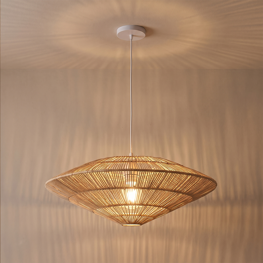 Flying-saucer Style Bedroom Rattan Woven Lampshade