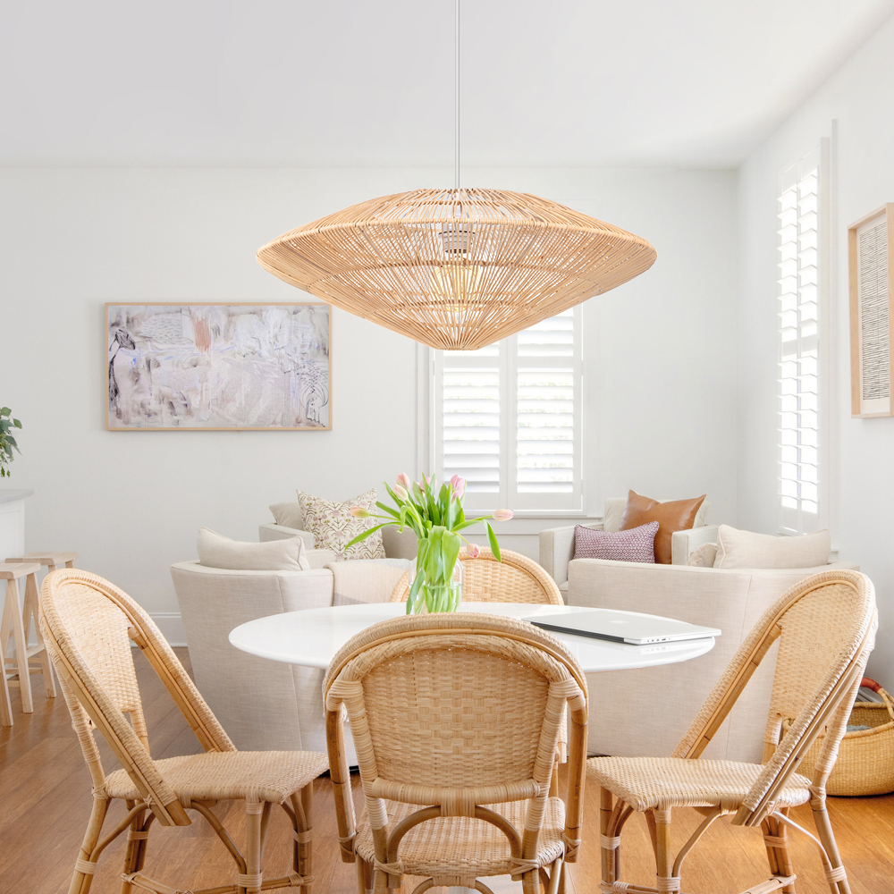Flying-saucer Style Bedroom Rattan Woven Lampshade
