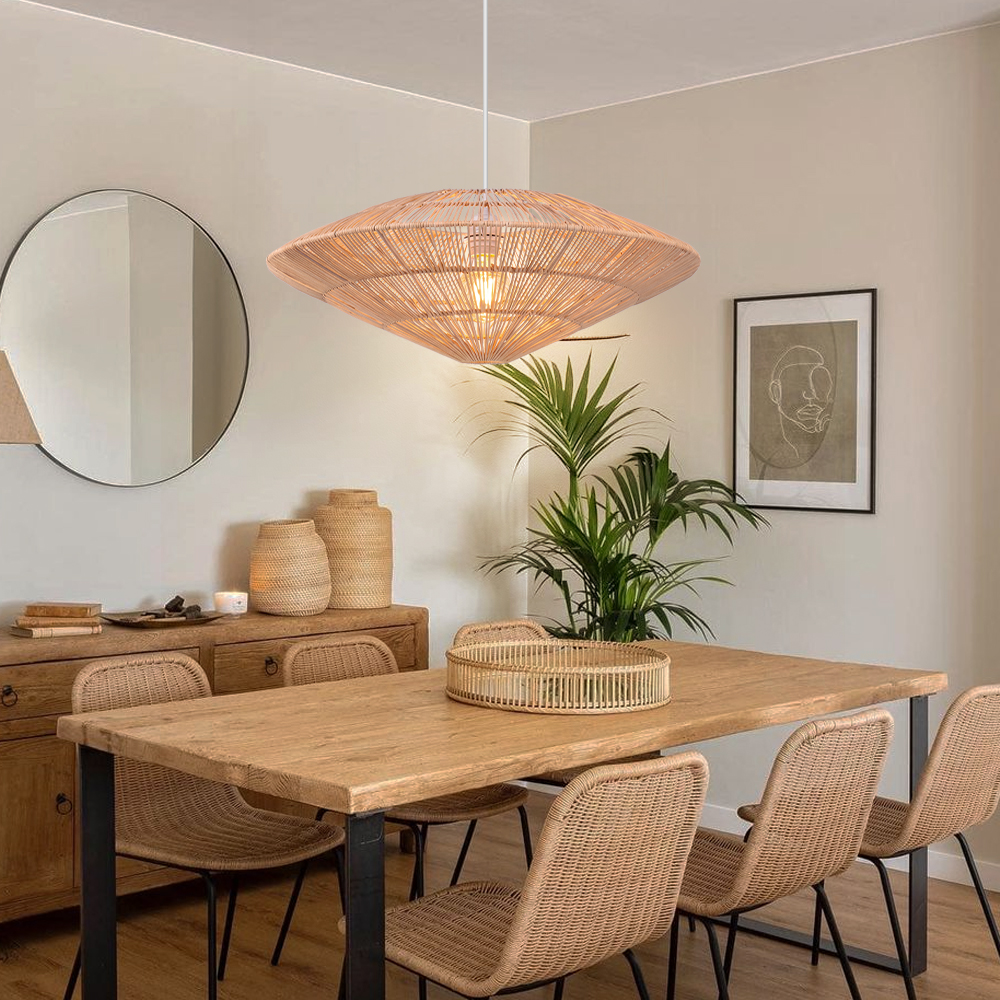 Flying-saucer Style Bedroom Rattan Woven Lampshade