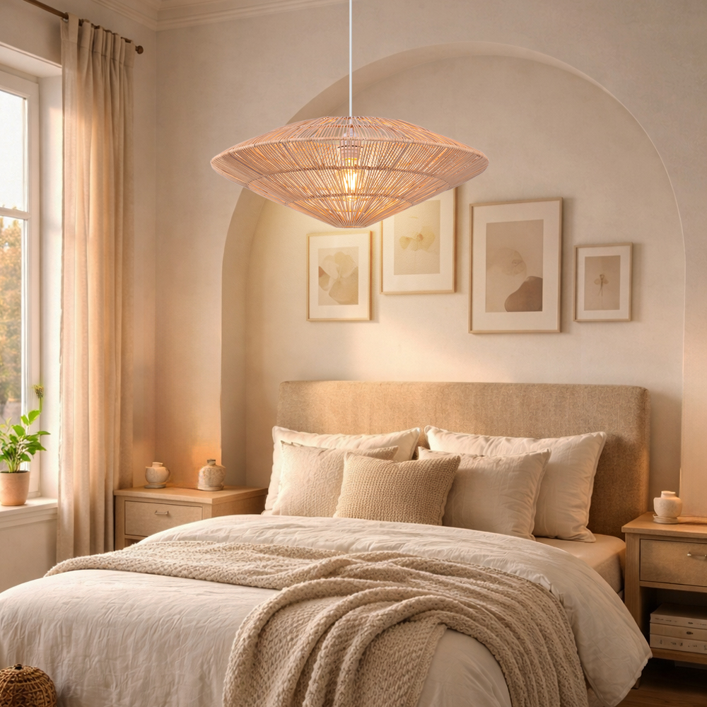 Flying-saucer Style Bedroom Rattan Woven Lampshade