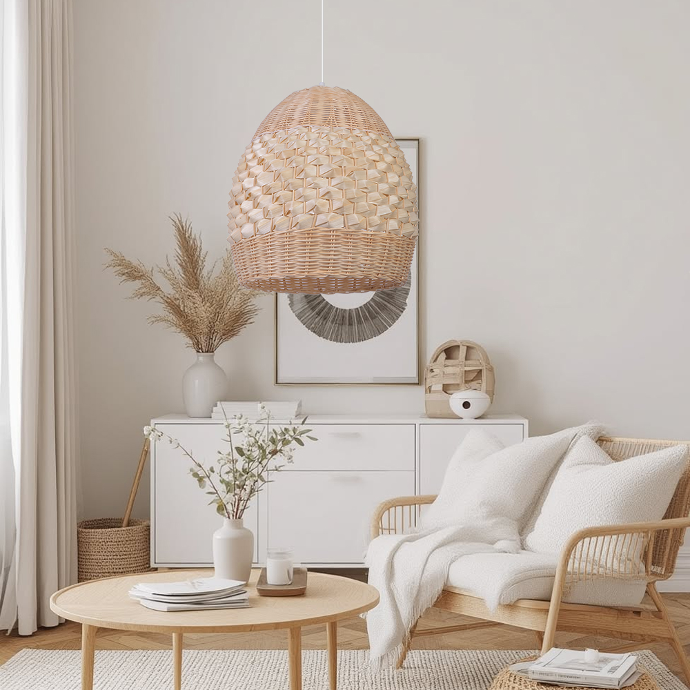 Rustic Handmade Pendant Light Shade Boho Hanging Lamp for Dining Room Decor
