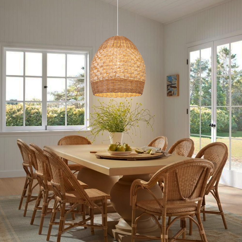 Rustic Handmade Pendant Light Shade Boho Hanging Lamp for Dining Room Decor