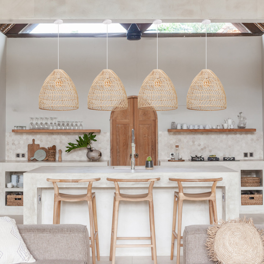 Restaurant Decor Rattan Pendant Lights Natural Color Handmade Lamps