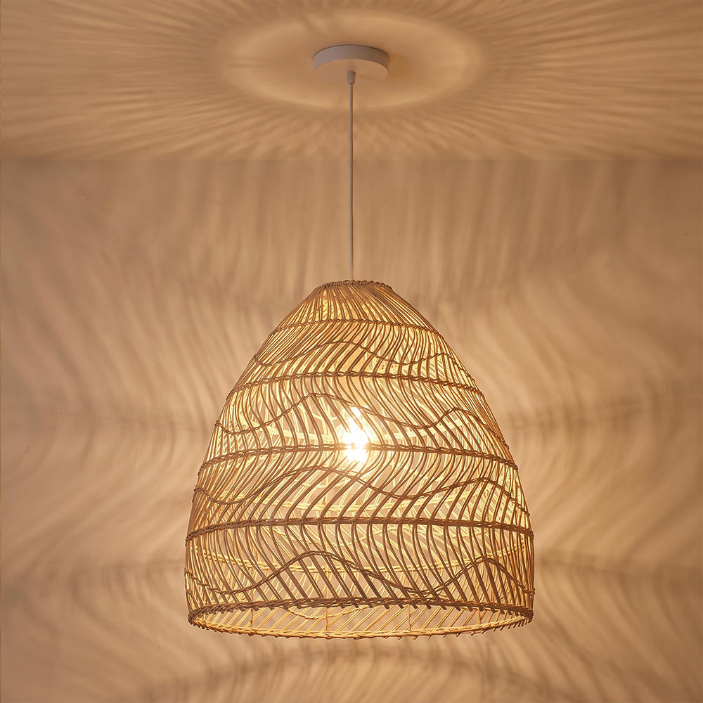 Restaurant Decor Rattan Pendant Lights Natural Color Handmade Lamps