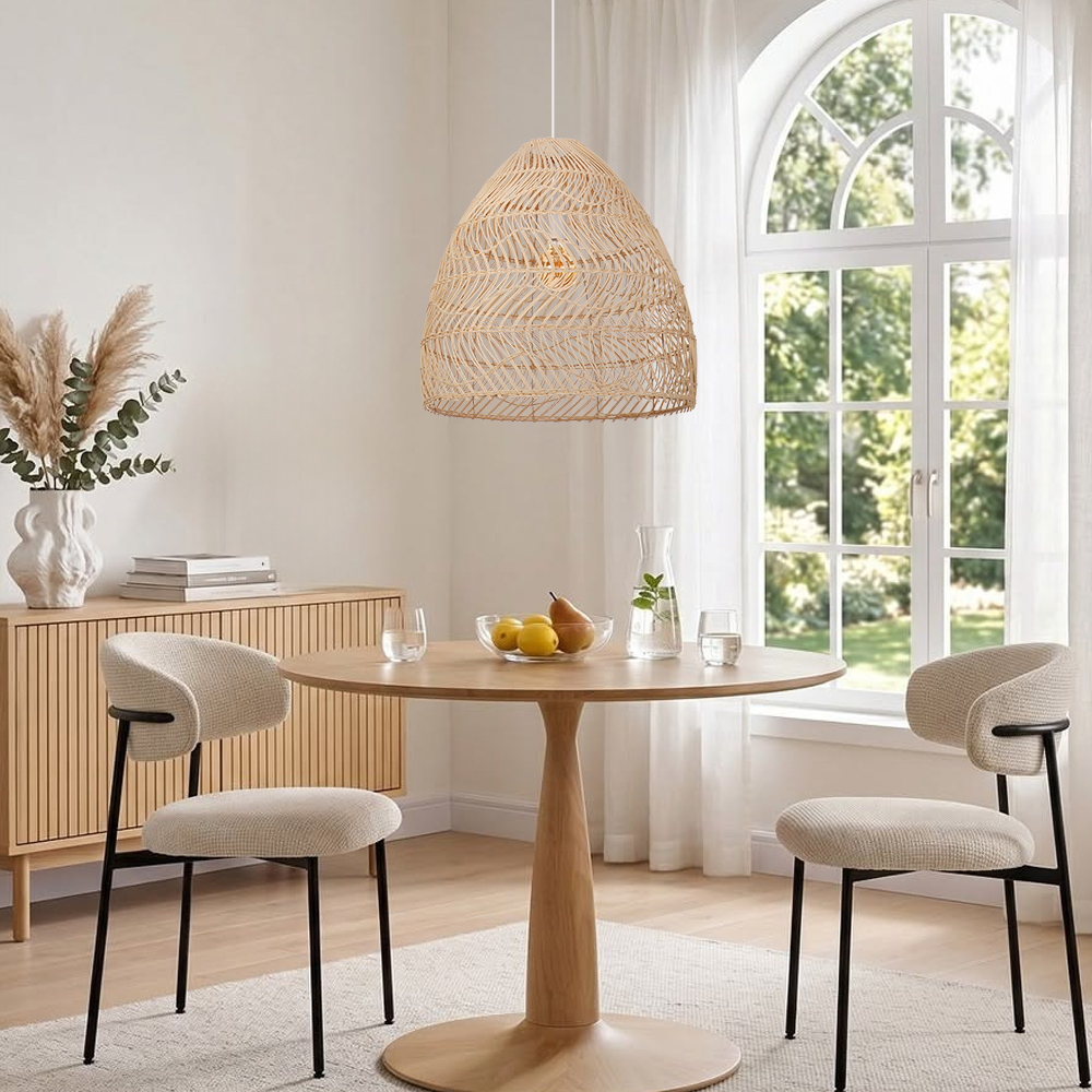 Restaurant Decor Rattan Pendant Lights Natural Color Handmade Lamps