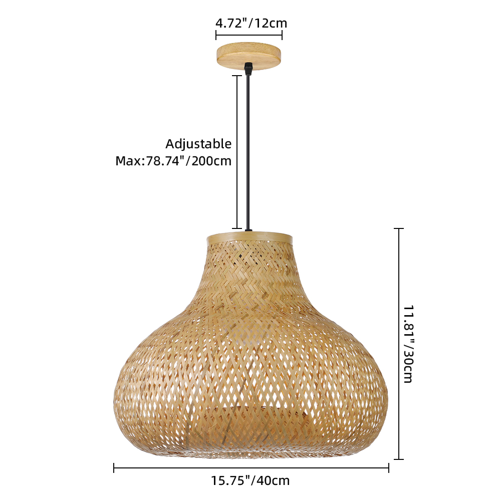 Japanese-Style Bamboo Handwoven Pendant Light for Dining Room