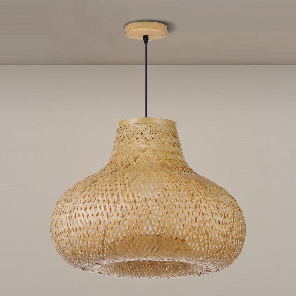 Japanese-Style Bamboo Handwoven Pendant Light for Dining Room
