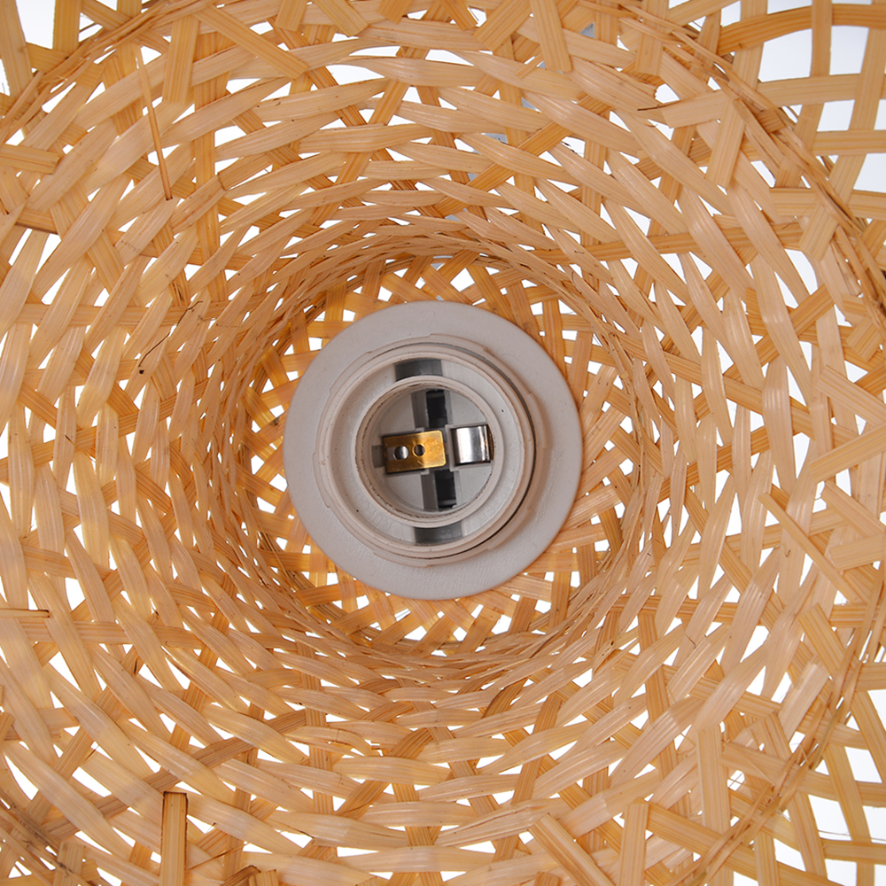 Round Tall Basket Bamboo Pendant Light Suspension Lighting Fixture