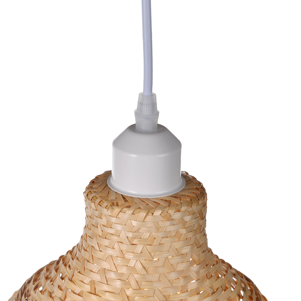 Round Tall Basket Bamboo Pendant Light Suspension Lighting Fixture