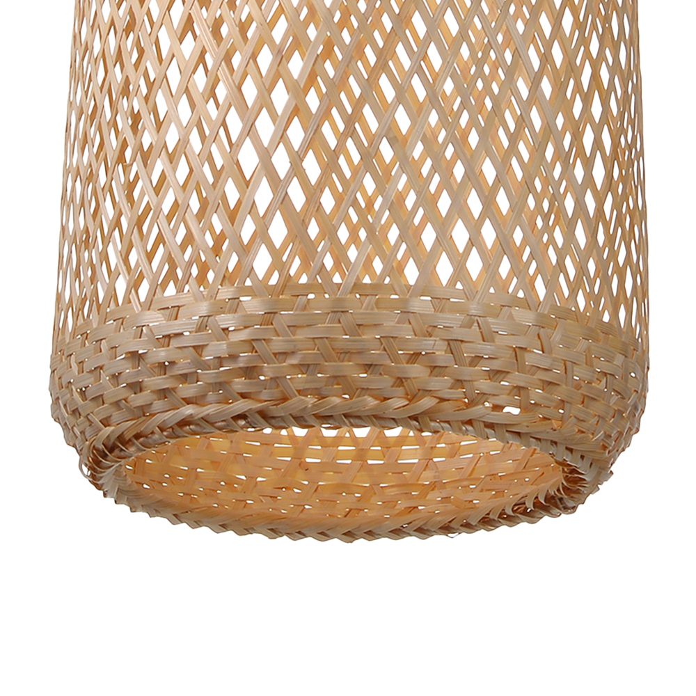 Round Tall Basket Bamboo Pendant Light Suspension Lighting Fixture