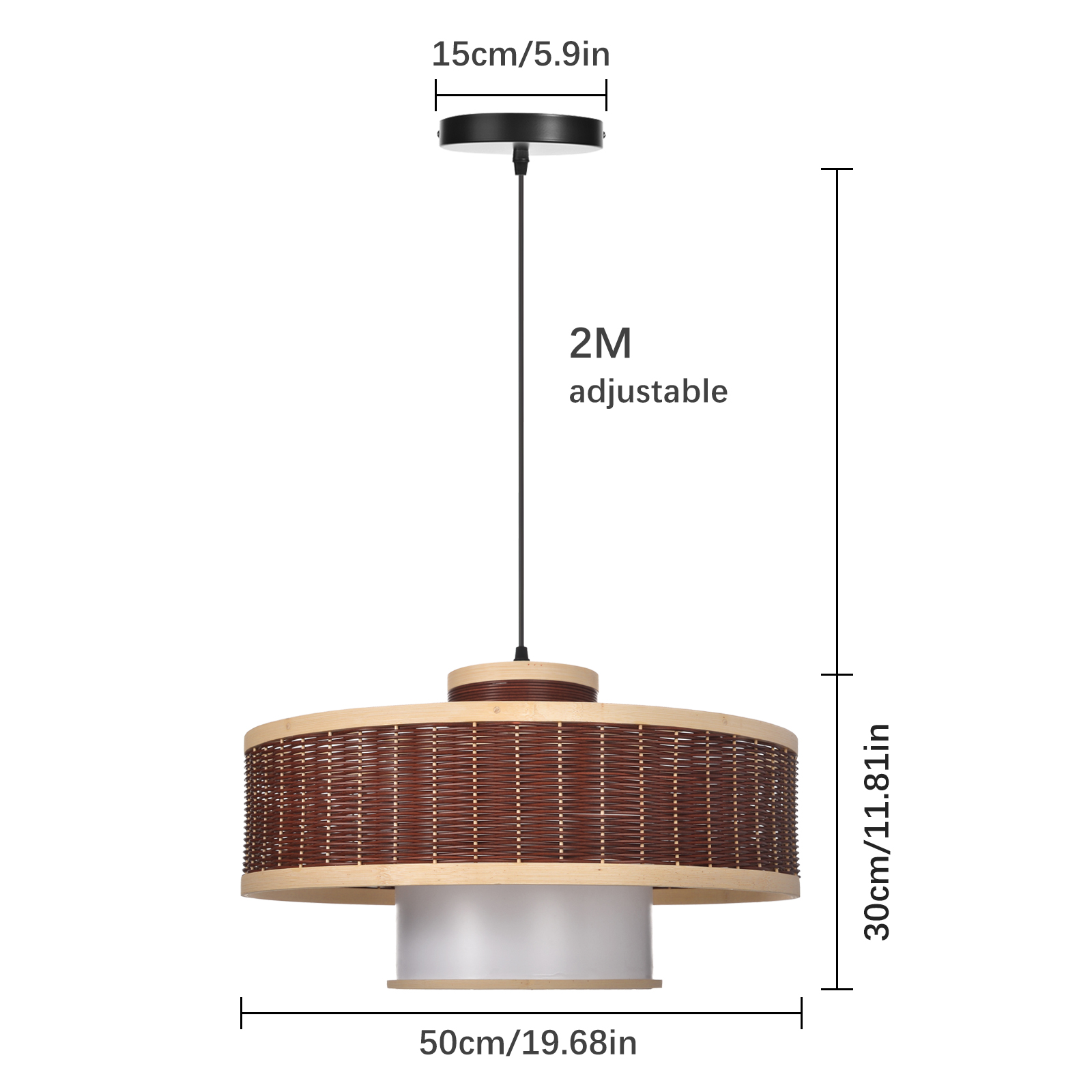 Wabi-Sabi Contemporary Rattan Pendant Light Rustic Bamboo Chandeliers for Living Room