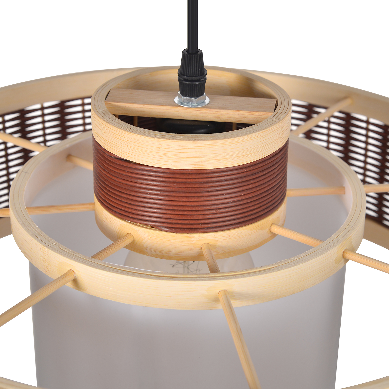 Wabi-Sabi Contemporary Rattan Pendant Light Rustic Bamboo Chandeliers for Living Room