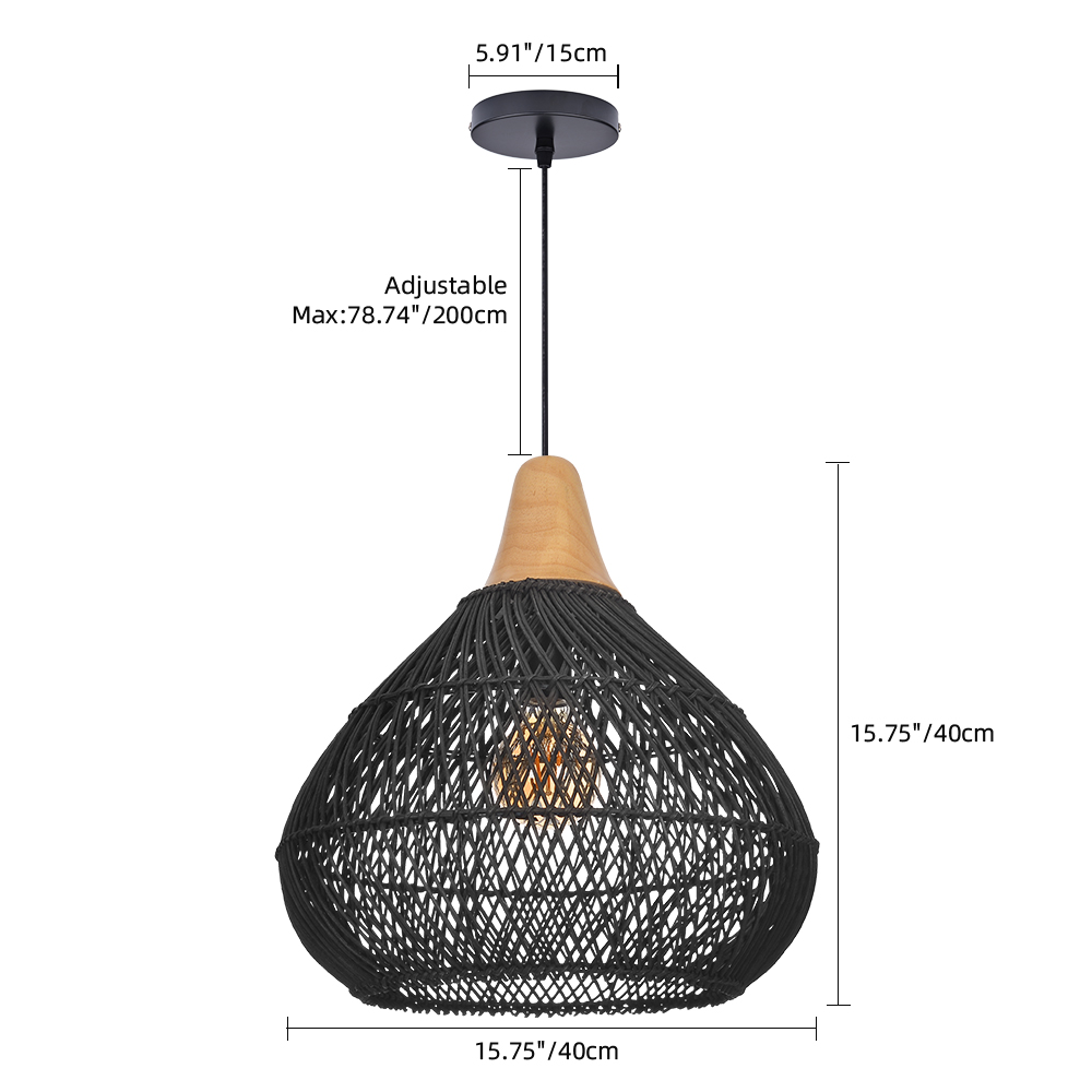 Boho Farmhouse Handcrafted Rattan Pendant Light for Kitchen Island