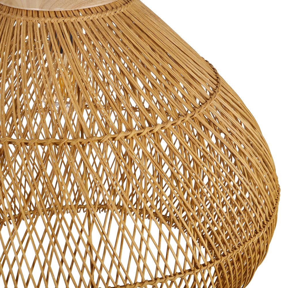 Boho Farmhouse Handcrafted Rattan Pendant Light for Kitchen Island