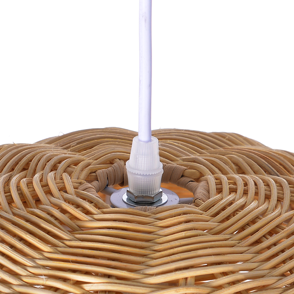 Scandinavian Rattan Pendant Light Rustic Handwoven Chandelier Over Dining Table