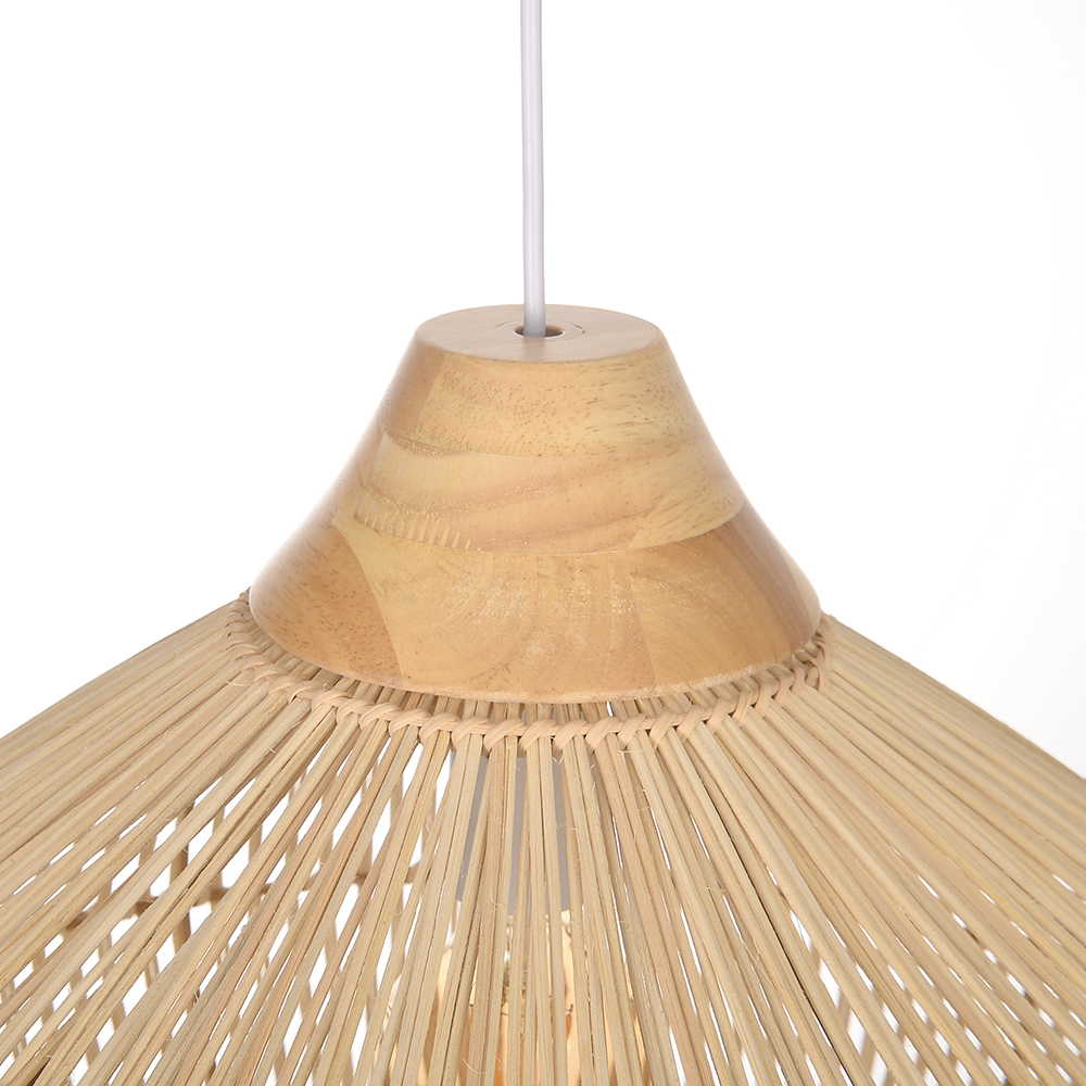 Coastal Lampshade Handmade Natural Woven Lamp Wooden Top Rattan Pendant Light
