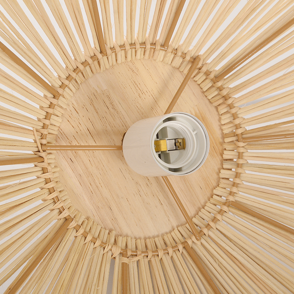 Coastal Lampshade Handmade Natural Woven Lamp Wooden Top Rattan Pendant Light