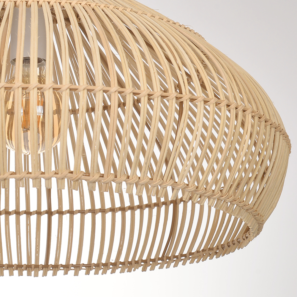 Coastal Lampshade Handmade Natural Woven Lamp Wooden Top Rattan Pendant Light
