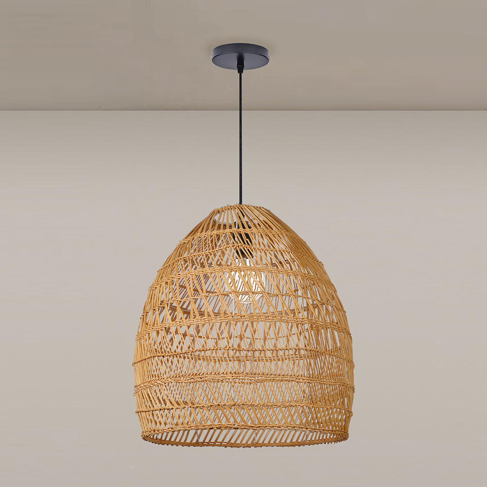 Boho Living Room Hanging Lamp Natural Wicker Pendant Light for B&Bs