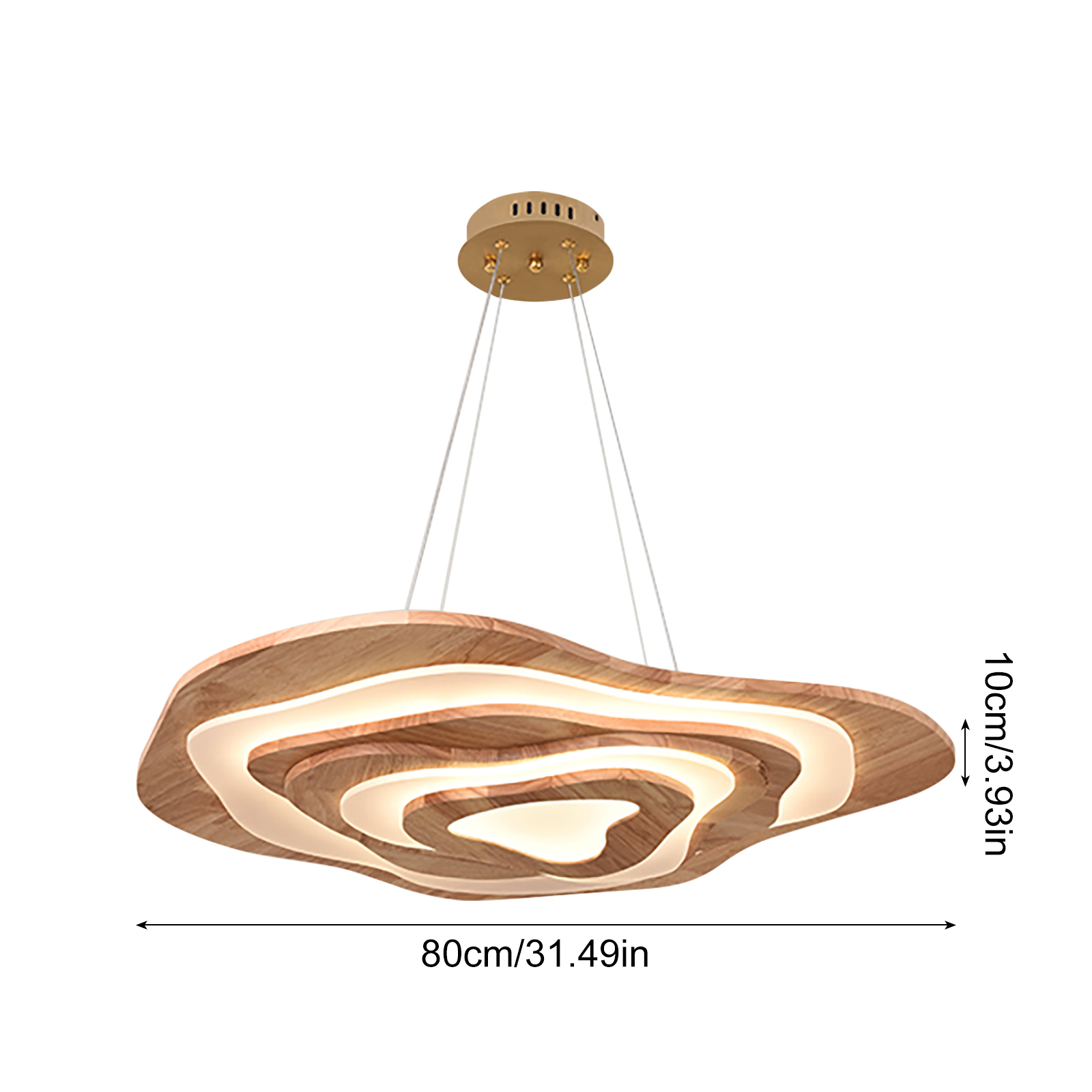 Nordic Irregular Solid Wooden Pendant Light Living Room Dining Room Dimmable Chandelier